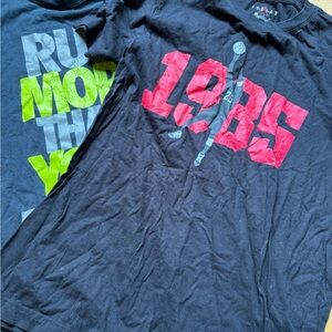 Black Graphic T-Shirt with Red and Yellow Print